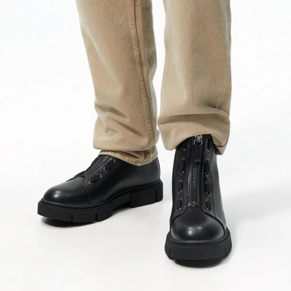 Zara Front Zip Chunky Ankle Boots